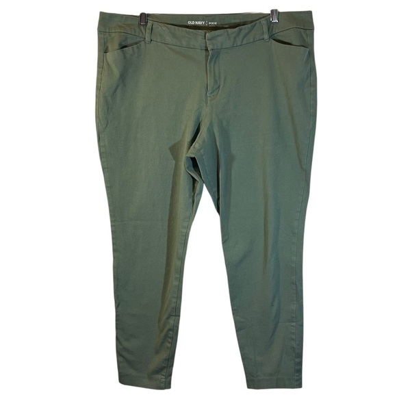 Old Navy Pixie Mid Rise Skinny Pants Plus Size 18 Sage Green Pockets Stretch - Picture 1 of 6